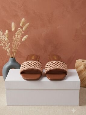 Vaila Woven Slide Sandals - Blush Brown
